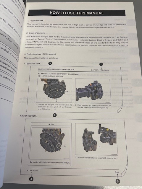 Branson 45 Series Tractors Service Manual (bound)