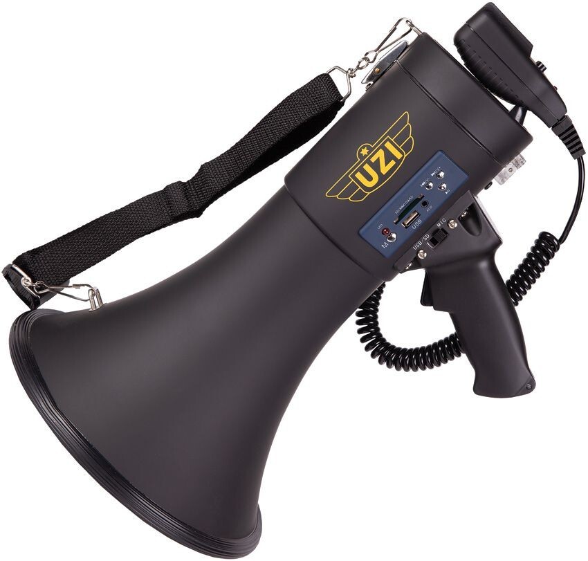 Uzi Megaphone With Siren Rechargeable Talk Siren Record Bluetooth Enabled 50 W