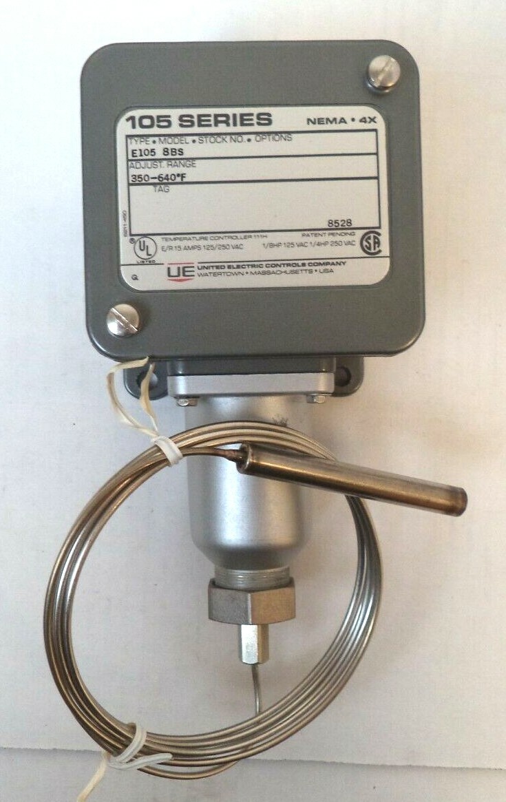 350-640F Range Capillary Thermostat Temperature Control Unit, P/N E105-8BS