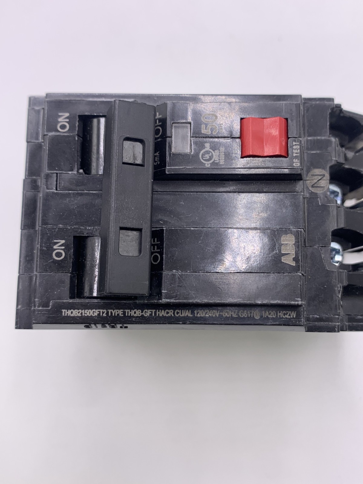 GE THQB2150GFT2 Miniature Circuit Breaker 2 Pole, 50A GFCI, 10kA @ 120/240VAC