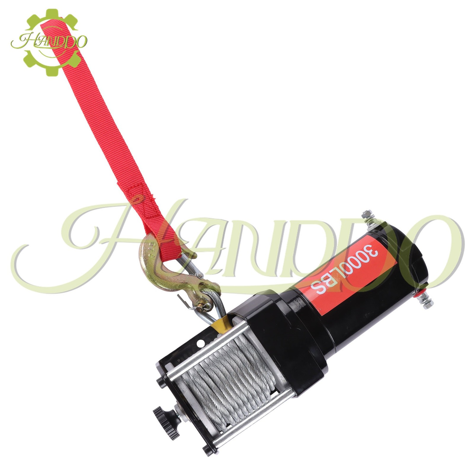 3000lbs Electric Winch 32ft Synthetic Rope 12VDC/1.3HP 2.5m Wired Remote IP55