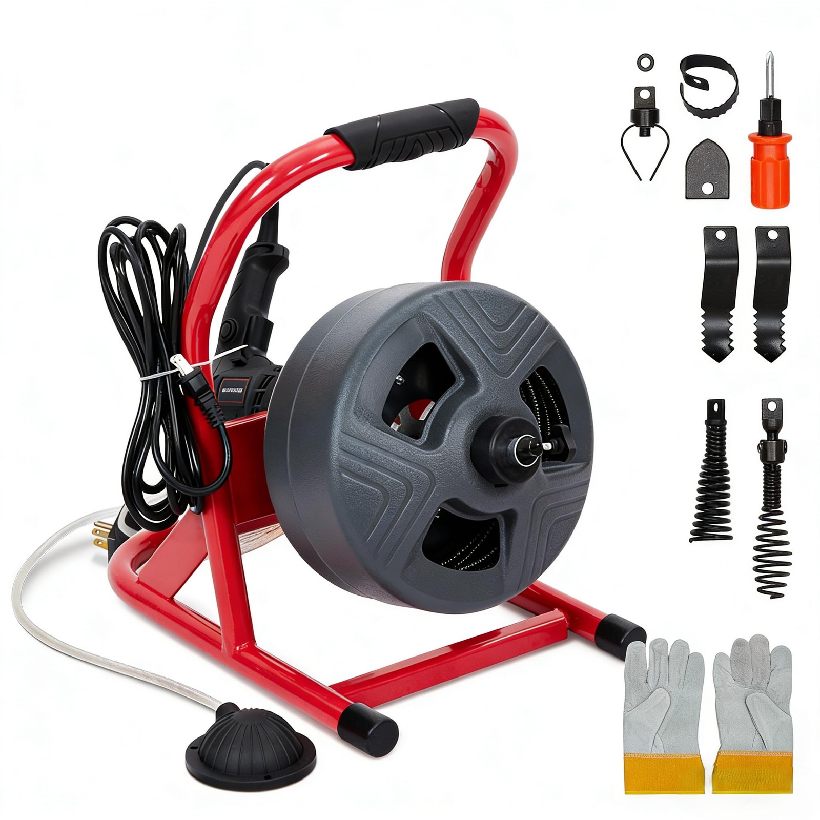 50Ft x 5/16 Inch Drain Cleaner Machine, Electric Drain Auger Cleaner Sewer Snake