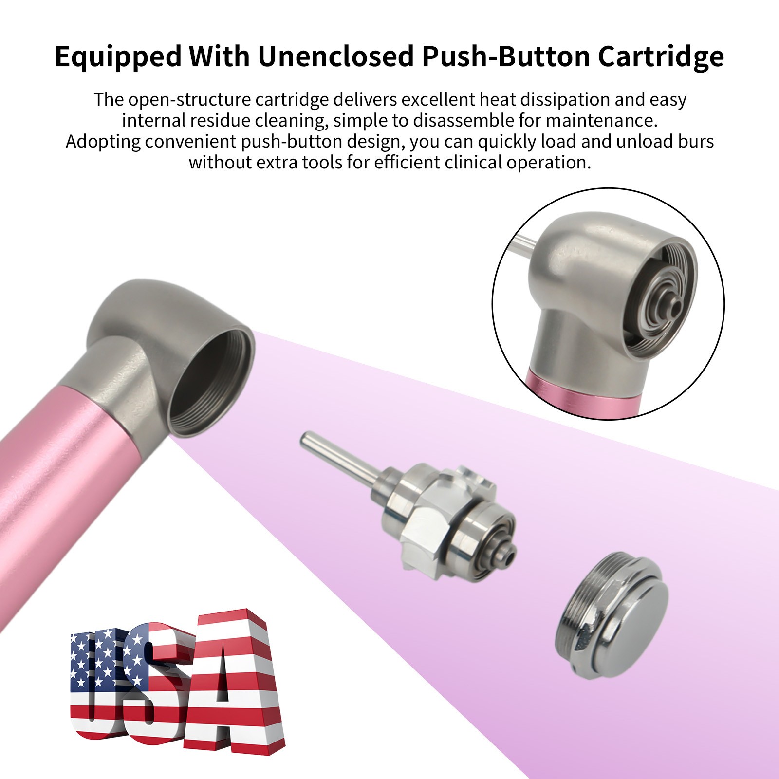 Dental Fast High Speed Handpiece Air Turbine Push Button 4Hole NSK Style Color