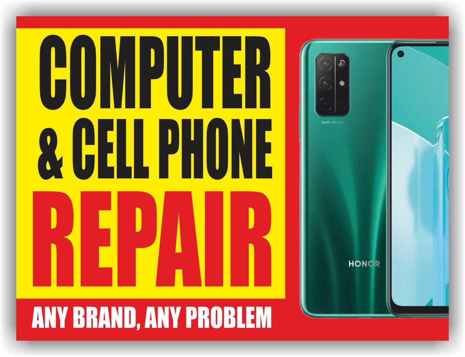 COMPUTER CELL PHONE REPAIR SERVICE Yard Sign Corrugate Plastic with H-Stakes