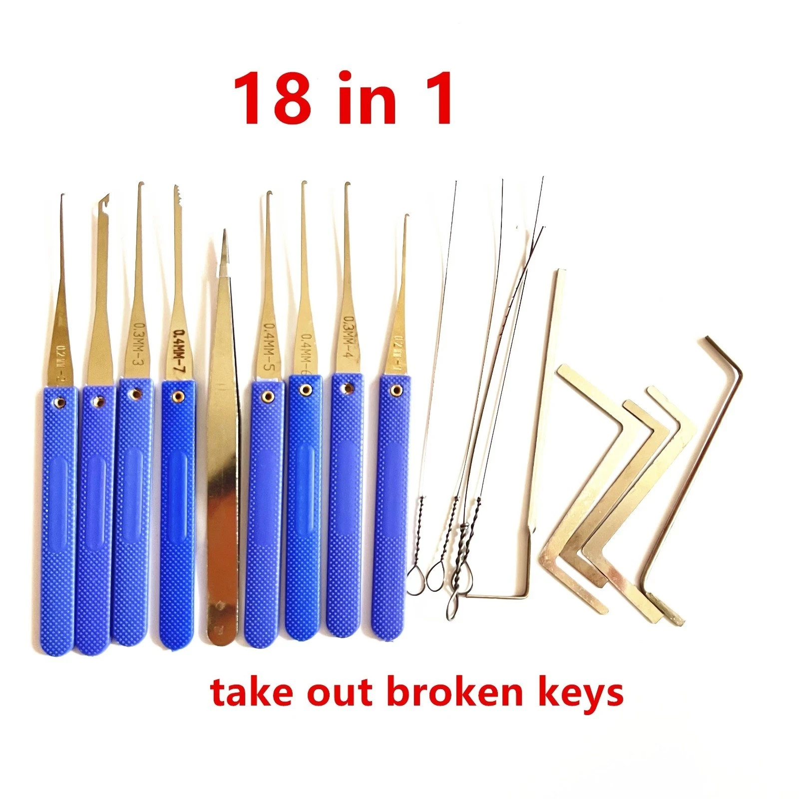 18PCS Locksmith Tool Kit Broken Key ExtractorSet Tension Wrench Lock Repair Tool