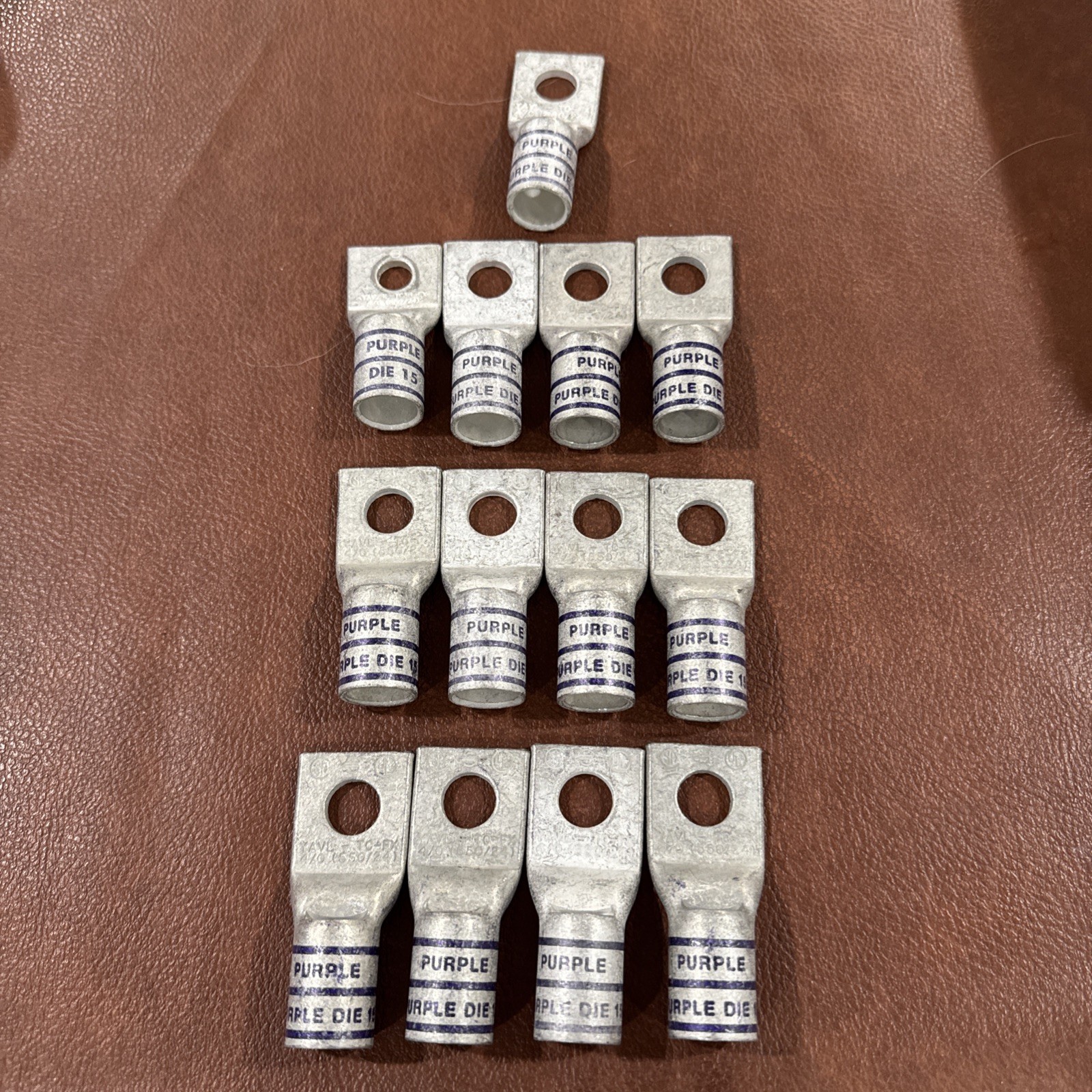 13 Burndy YAVL-TC-FX Purple DIE 15 Compression Lug 1/2 HOLE WITH INSP WINDOW/4/0