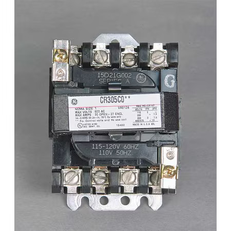 Ge Cr305c002 120Vac Non-Reversing Magnetic Contactor 3P 27A Nema 1