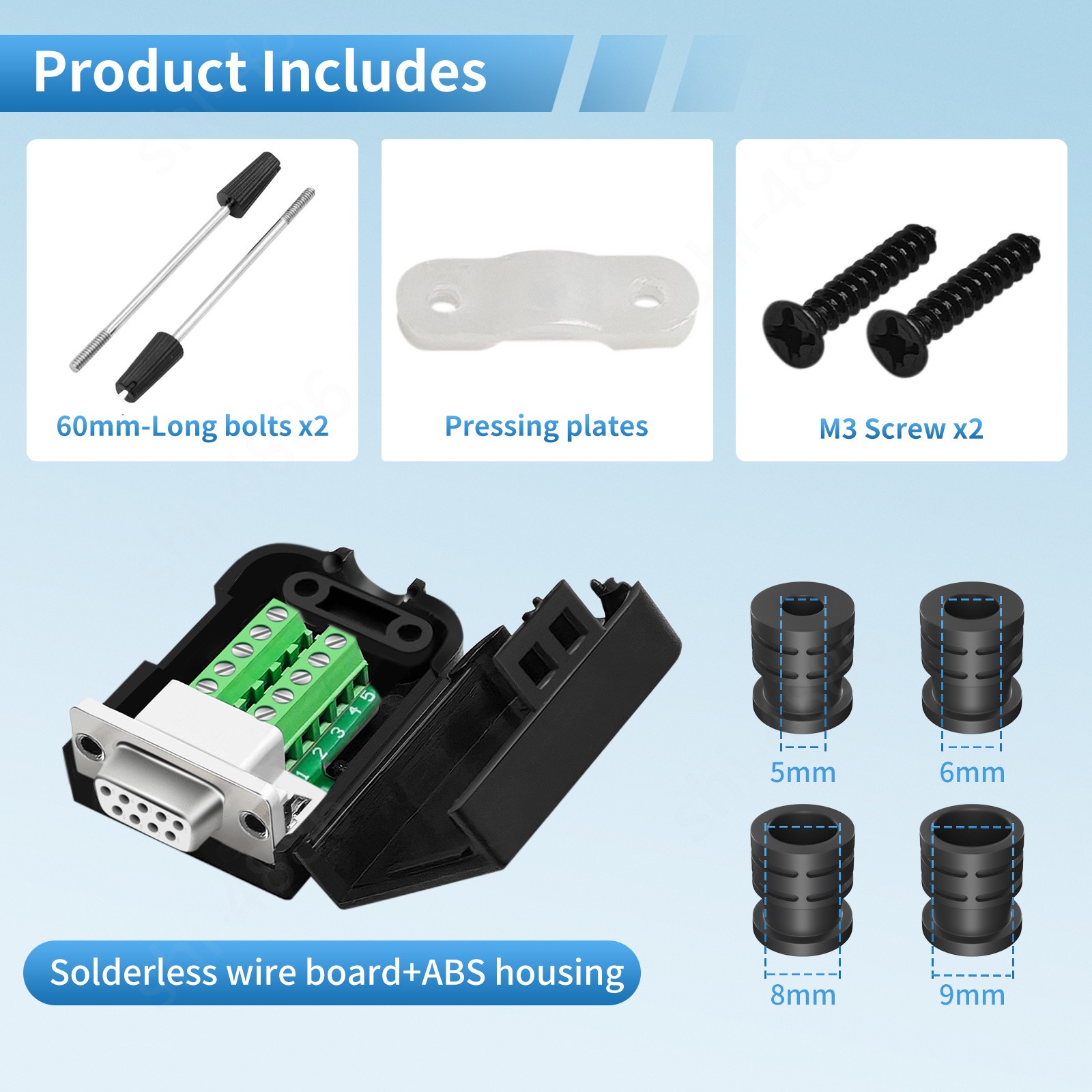 DB9 Breakout Connector DB-9 Female/Male RS232 Serial Adapter Solderless Module