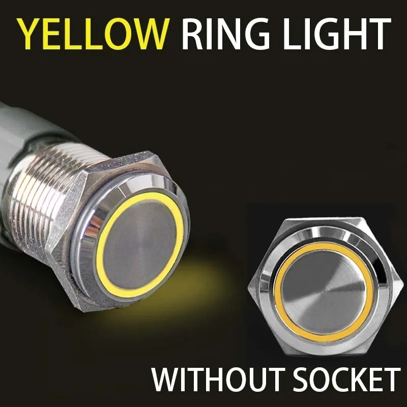 16mm 12V LED ON OFF Waterproof Stainless Steel Latching Push Button Power Switch