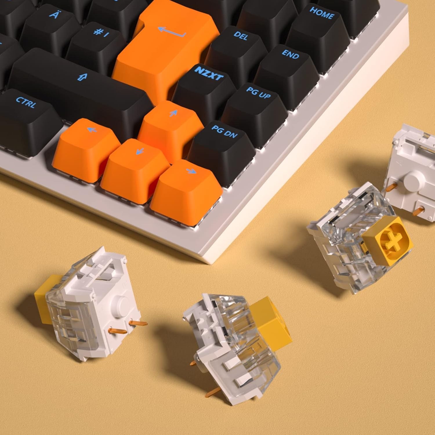 Heavy Dark Yellow Burnt Orange Pale Blue DIY Mechanical Keyboard Switch 3Pins