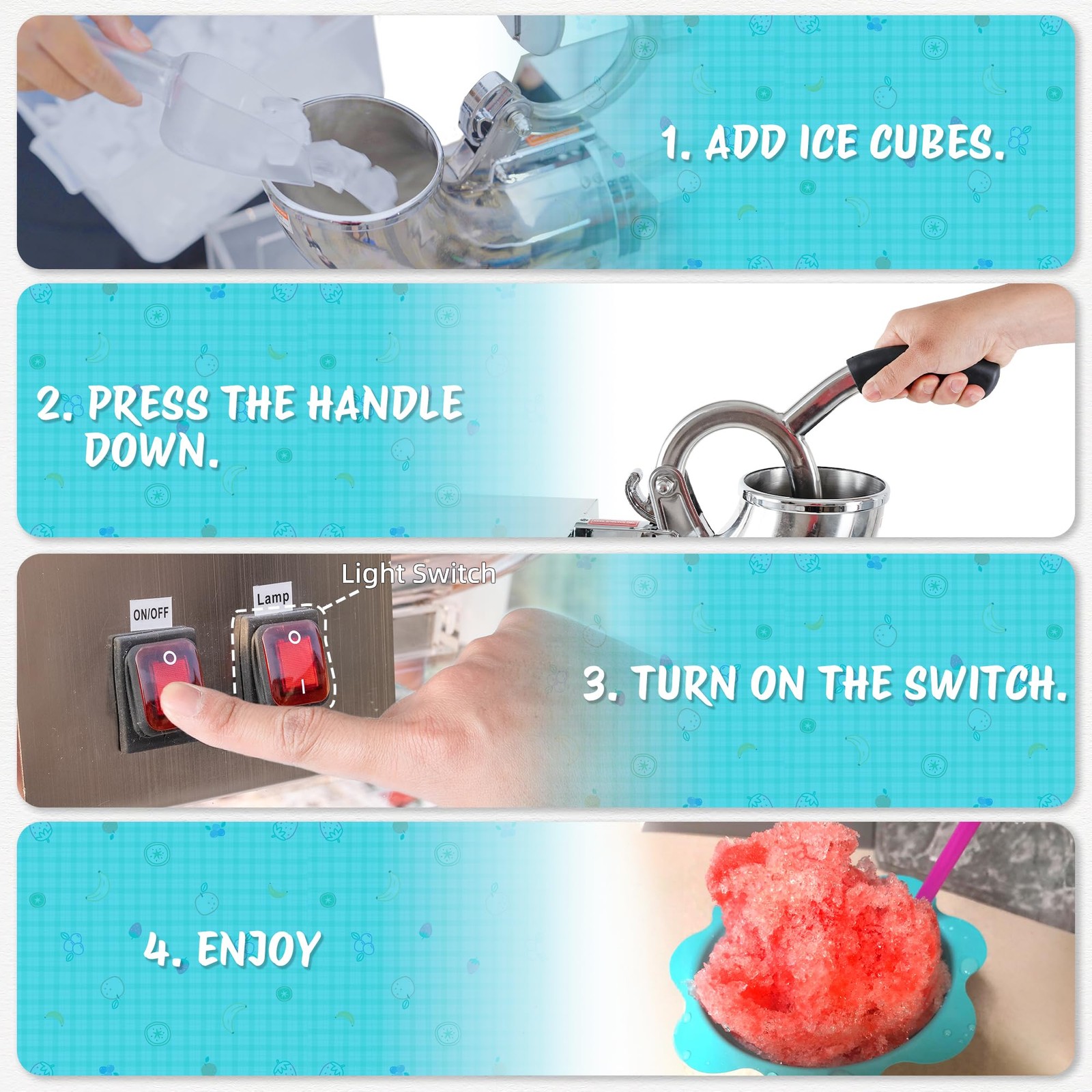 48L Snow Cone Machine, 500LB/H Commercial Shaved Ice Machine for Snow Cones, …