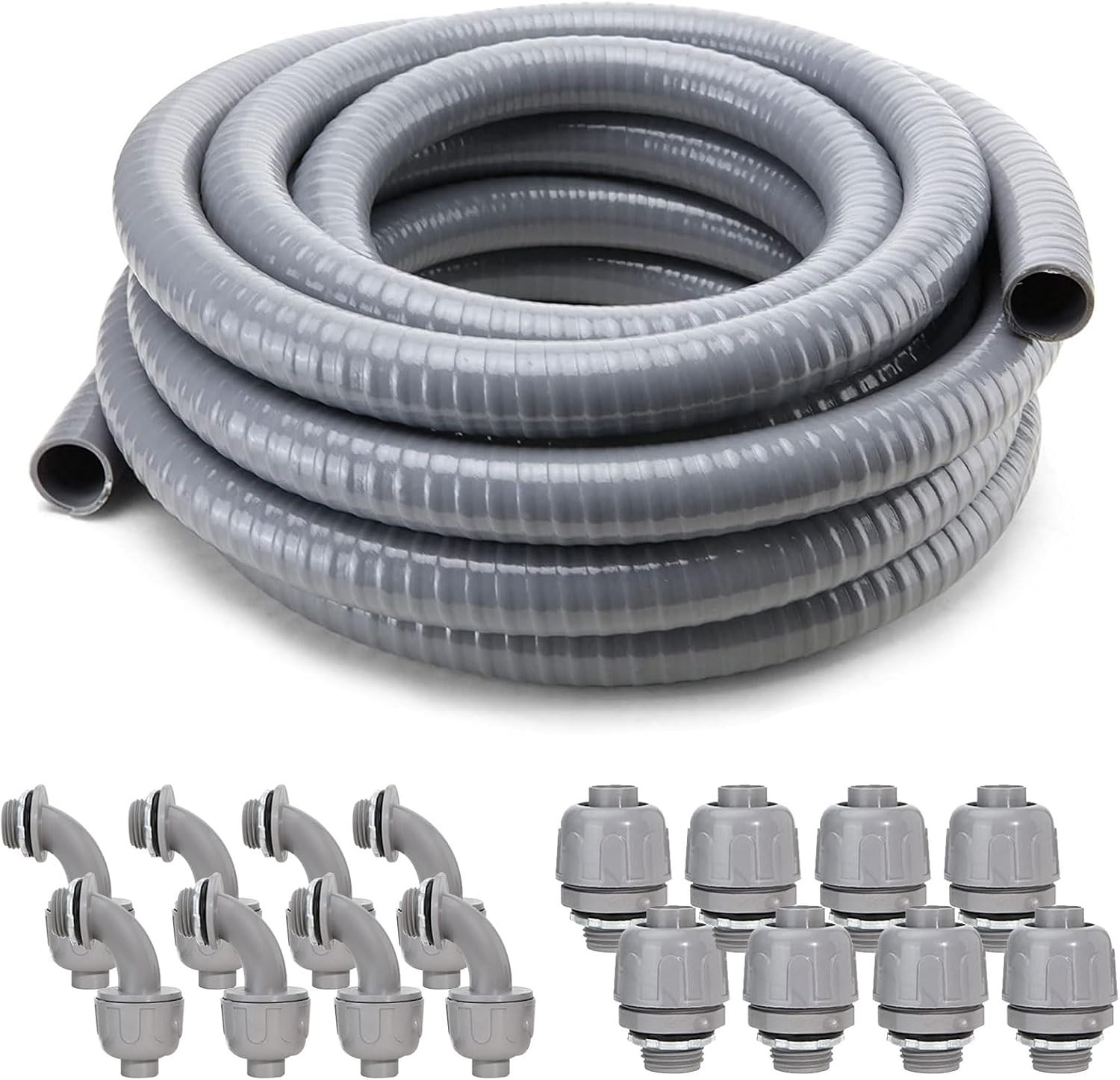 25ft Liquid-Tight Electrical Conduit Kit with 16 Connectors Included