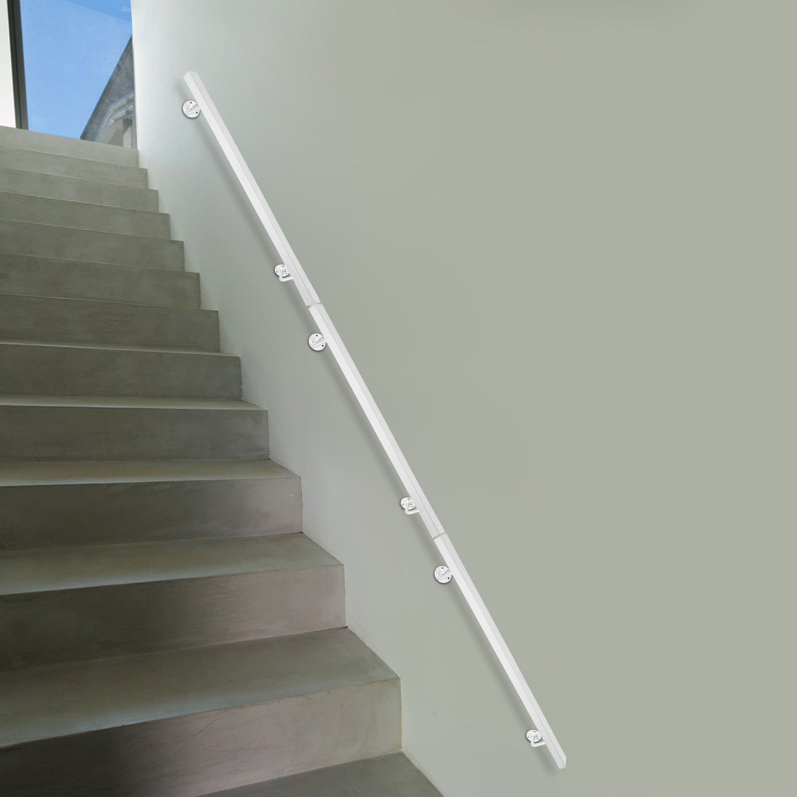 3.05M Stainless Stair Rail 101×9.8cm – Baking Paint Rectangle, Wall Mount