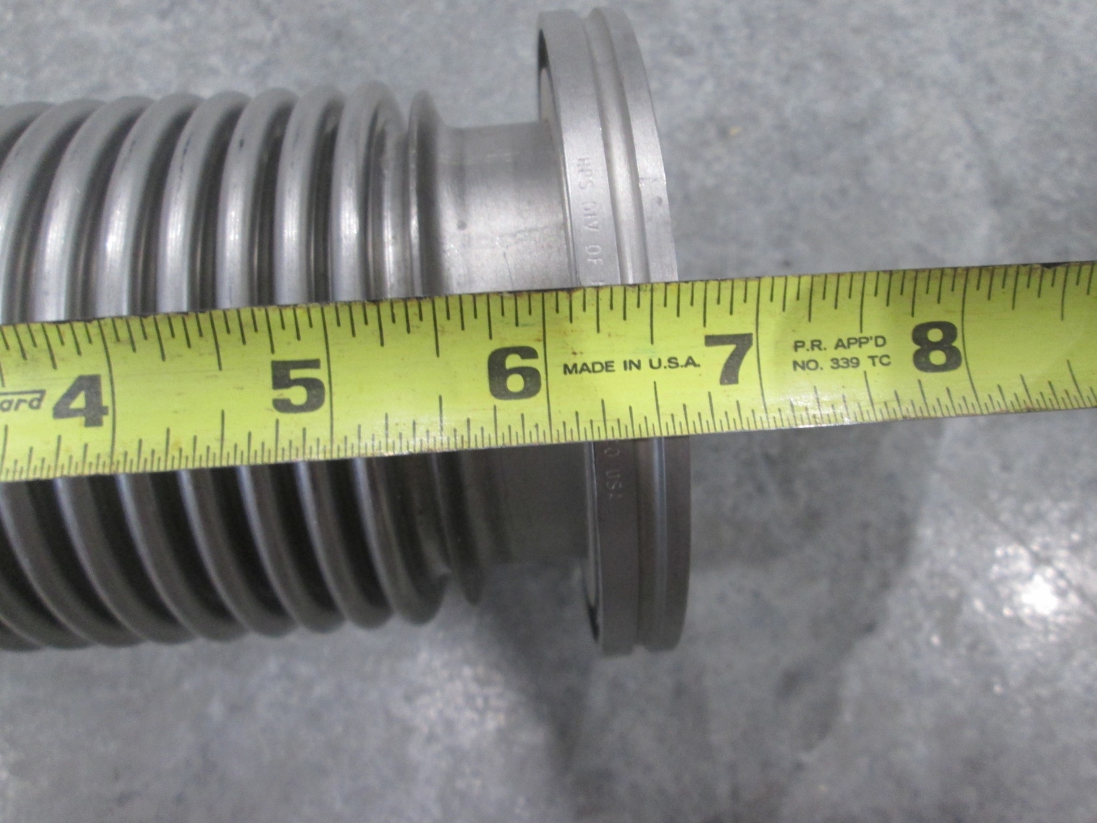 Stainless Steel Formed Bellows Vacuum Pipe/Hose, 7″L, 107MM Flange, Used
