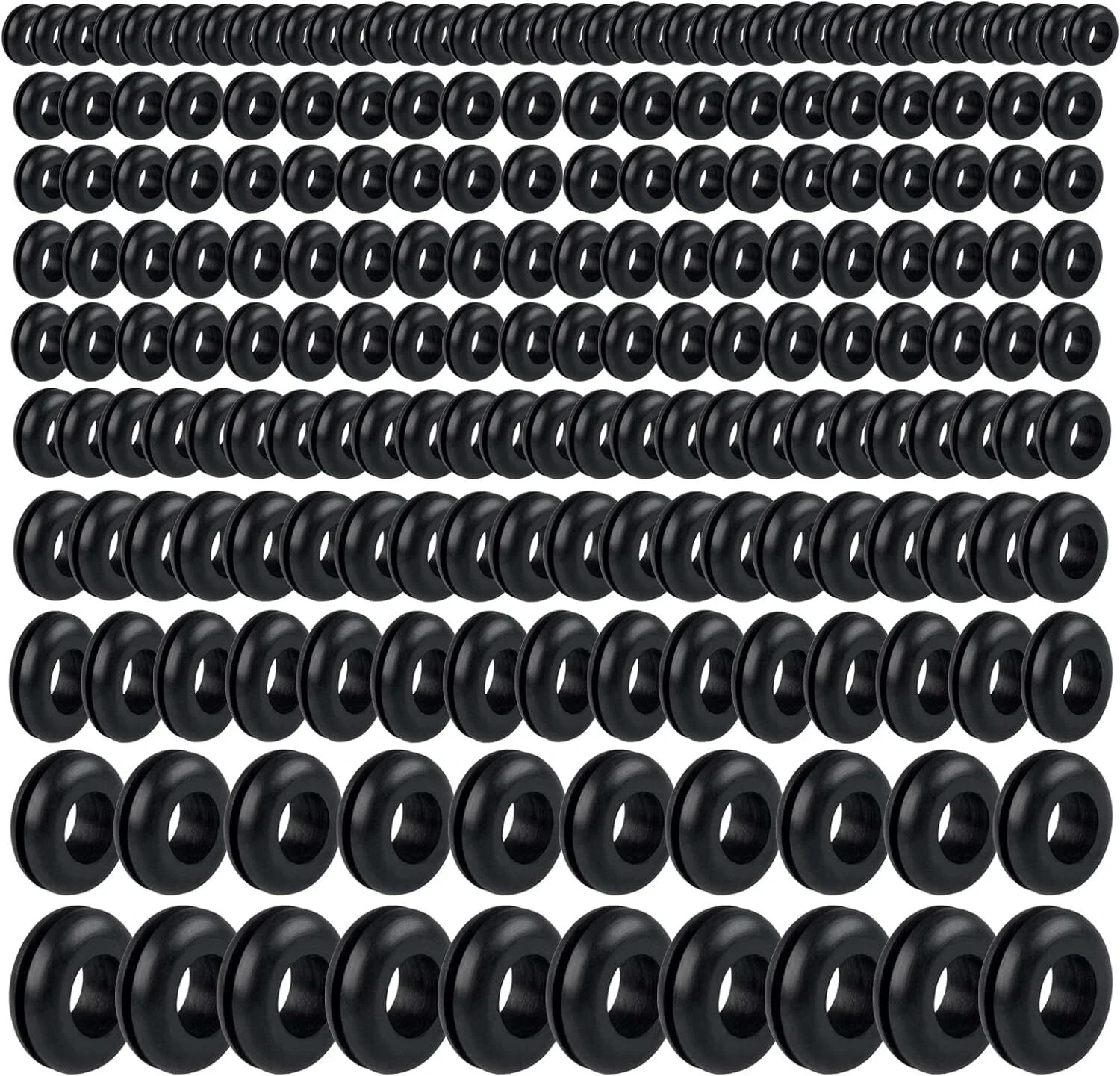 200PCS Rubber Grommets Assortment Kit 8 Sizes Rubber Grommets for Car Wiring