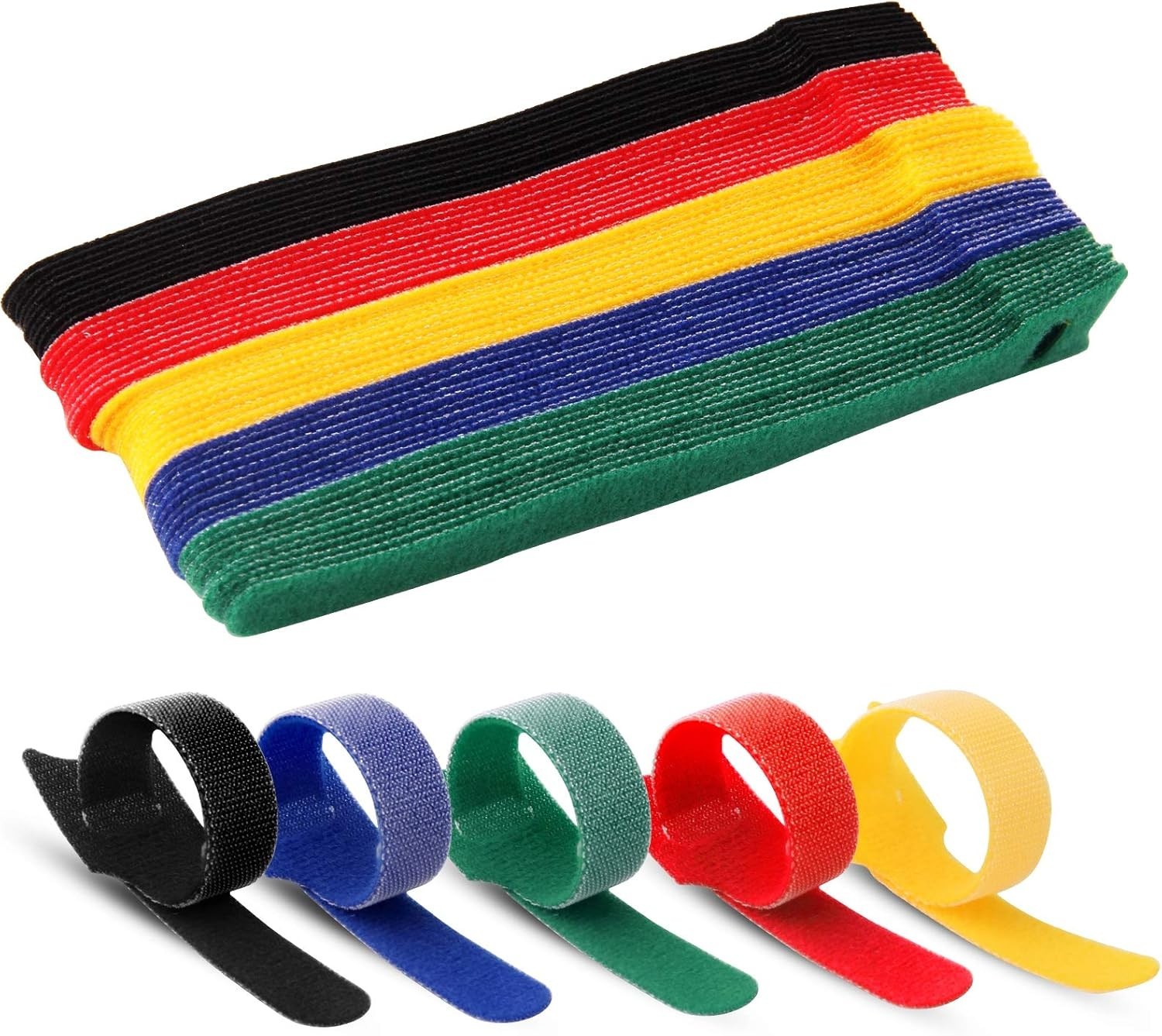 Cable Ties 6 Inch Reusable Hook Loop Fastener Strap Nylon Multicolor 50 Pack …