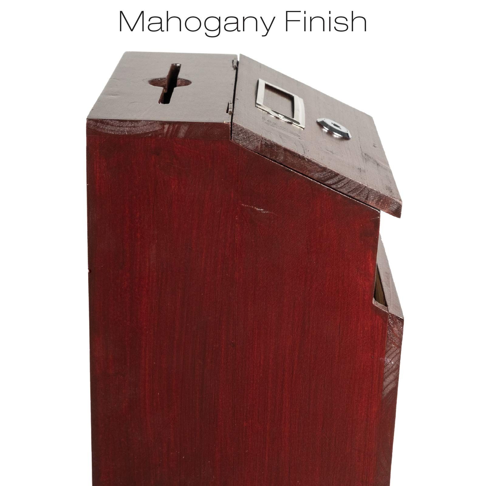 EXCELLO GLOBAL PRODUCTS Red Mahogany Suggestion Box with Lock: Wooden Ballot …