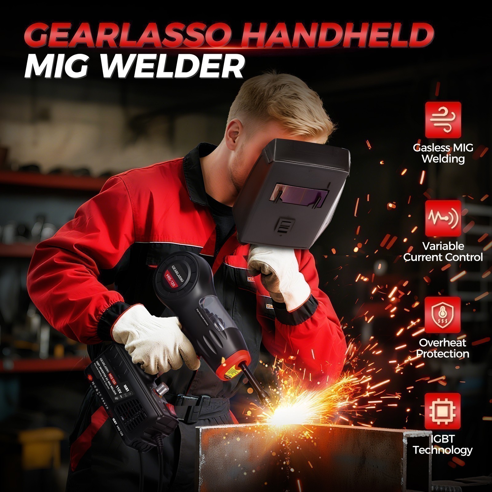 Handheld 110V/120A MIG Welding Machine Gasless Flux Core Welder Easy-to Operate