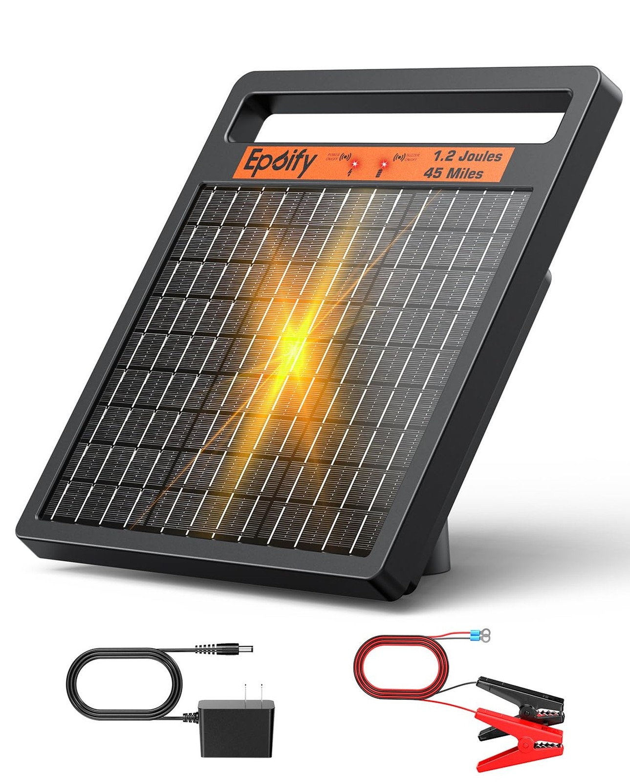 Solar Electric Fence Charger 1.2J Stored Energy, 45 Miles Coverage,8W Solar F…