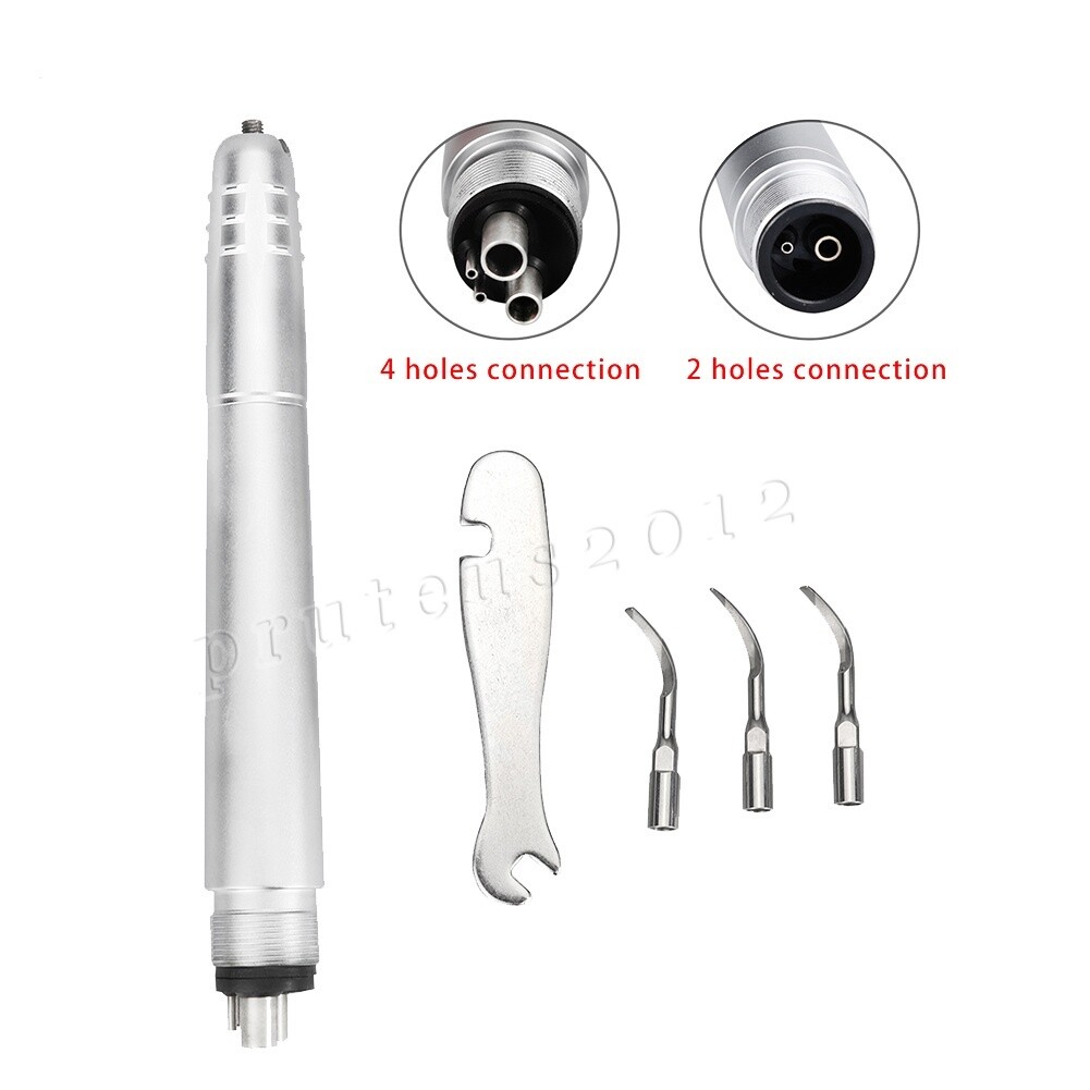 Dental Ultrasonic Air Scaler Handpiece Sonic 2/4 Hole+3 Tips Fit for NSK Scaler