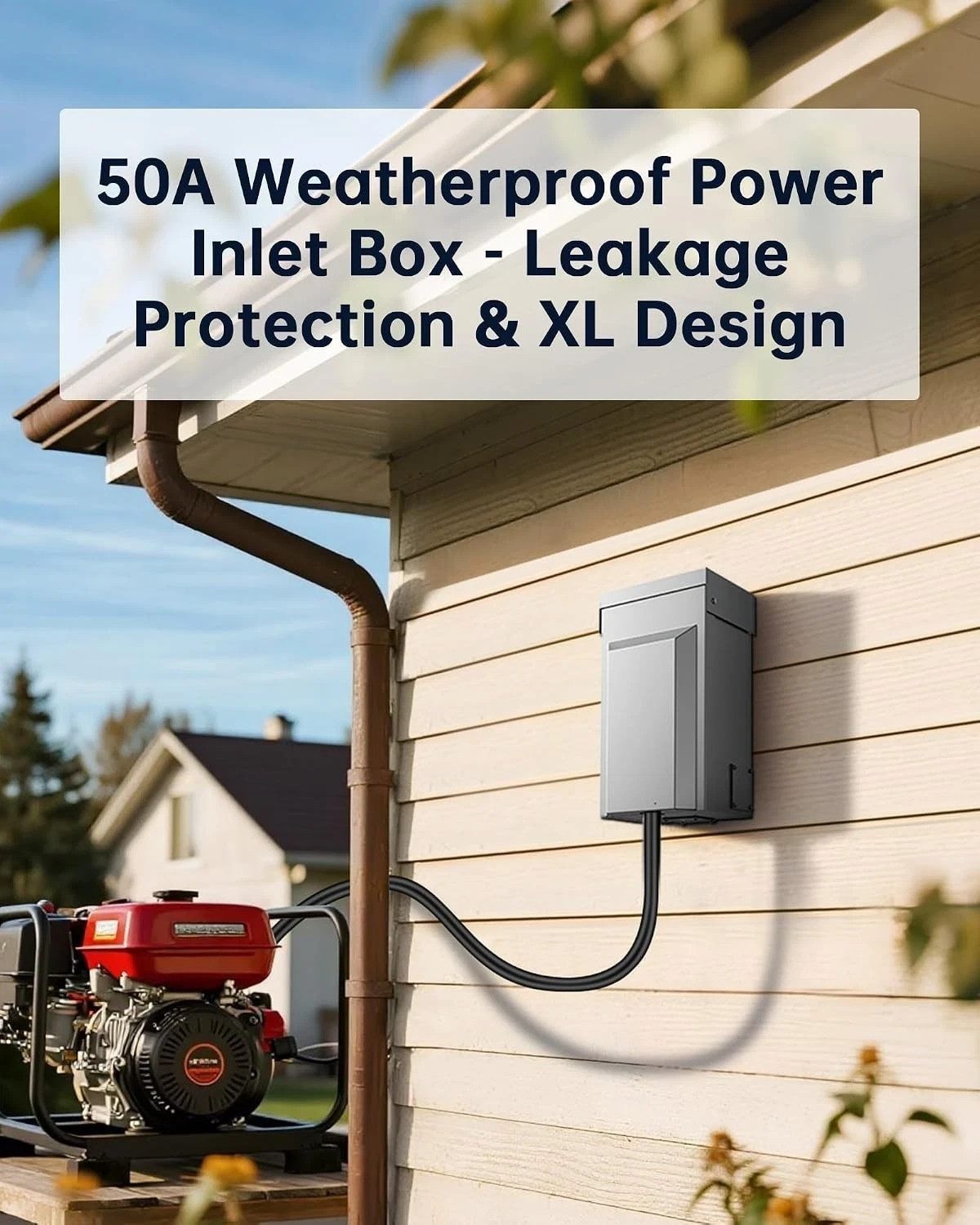 50A Generator Inlet Box & Plug with Circuit Breaker Combo – 50 Amp Power…