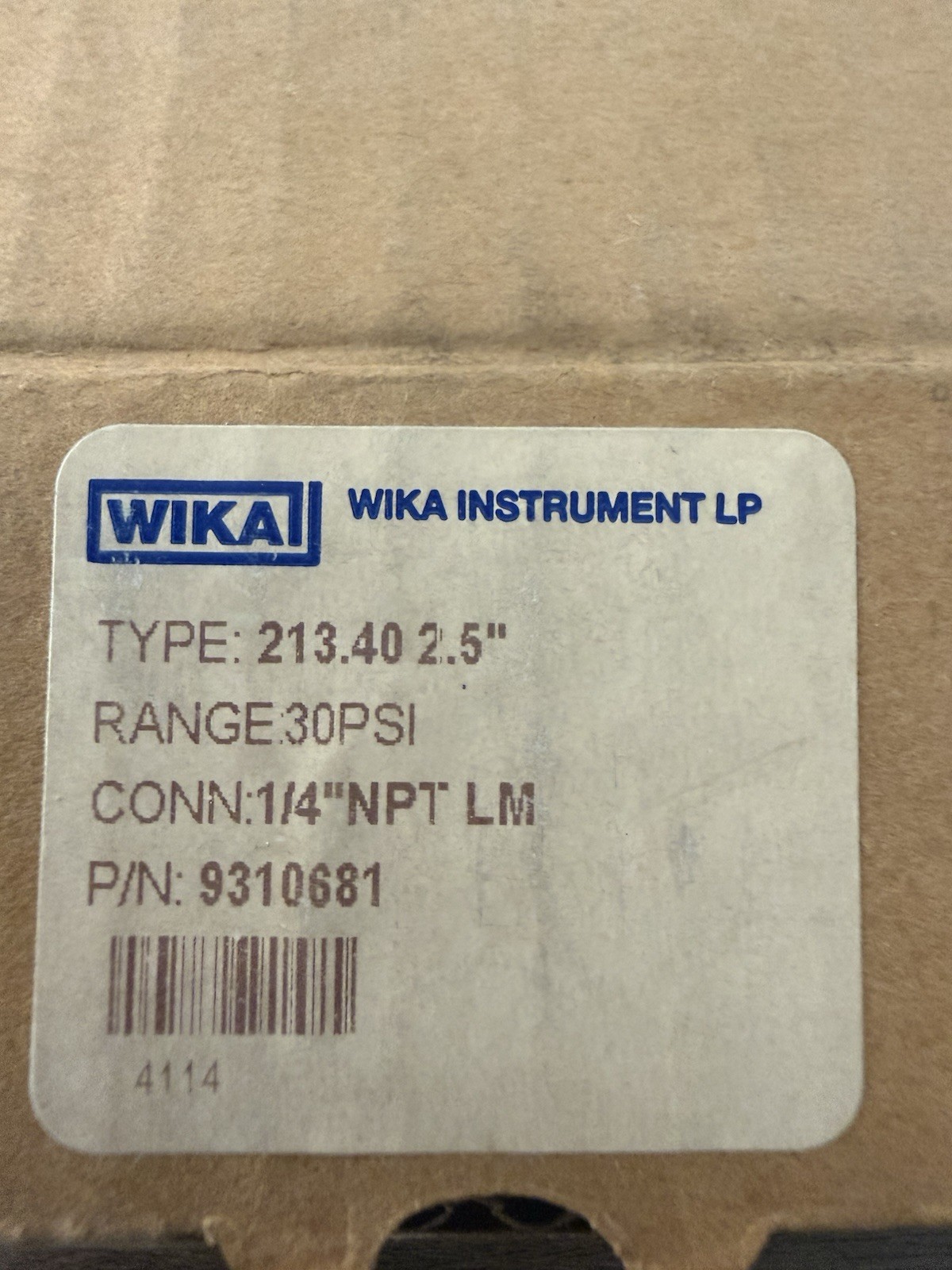 WIKA 213.40 2.5in Pressure Gauge 30 psi 1/4in NPT Bottom Mount