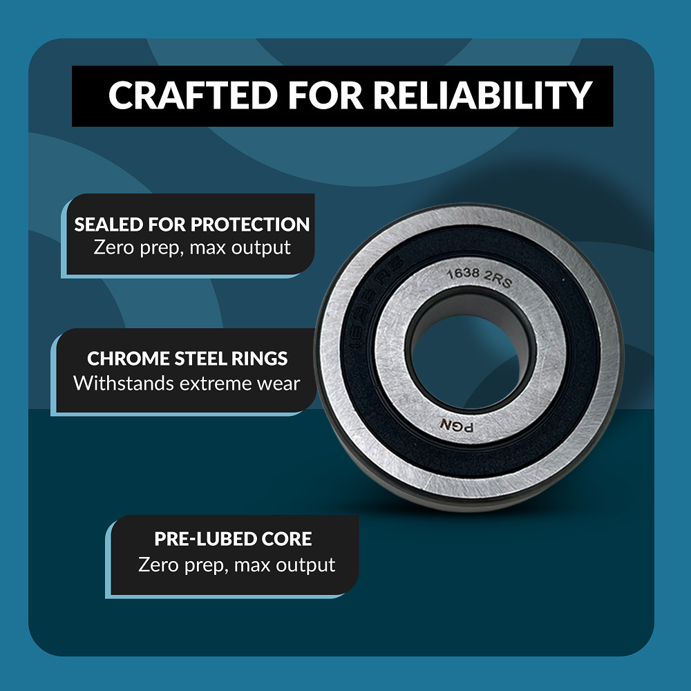 PGN (2 Pack) 1638-2RS Bearing – Lubricated Chrome Steel Sealed Ball Bearing