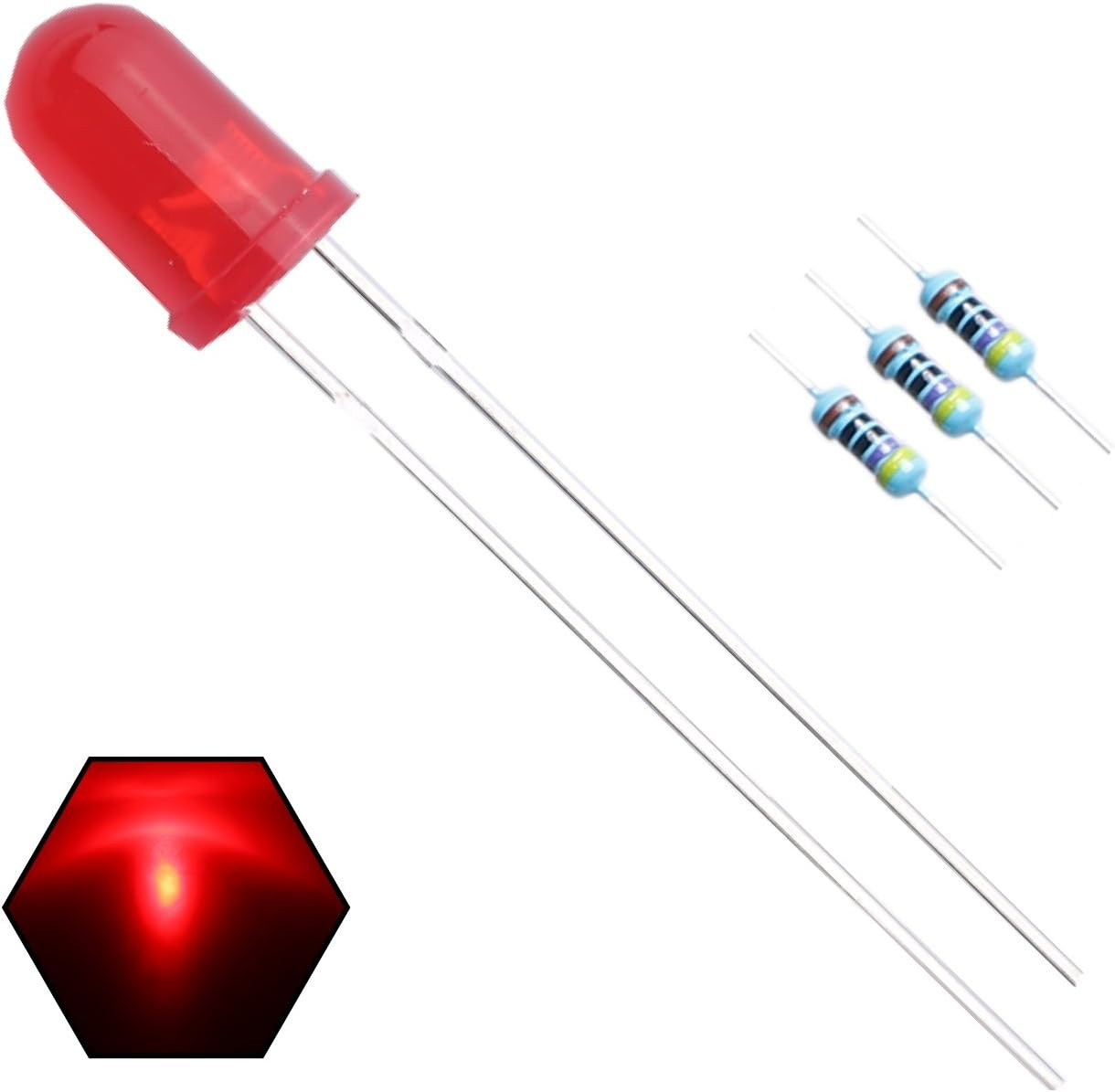 100pcs 5mm Red Blinking Diffused LED Diodes 1.5Hz Flash (Single Color Flashin…