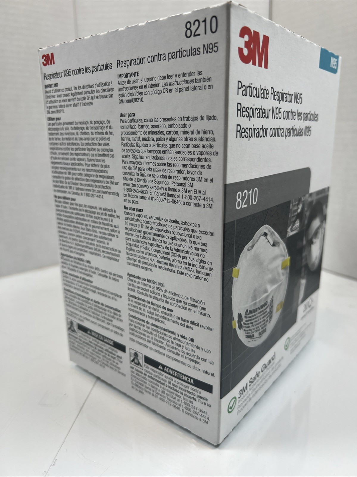 3M 8210 N95 Particulate Respirator NIOSH Approved Face Masks 1 Box of 20