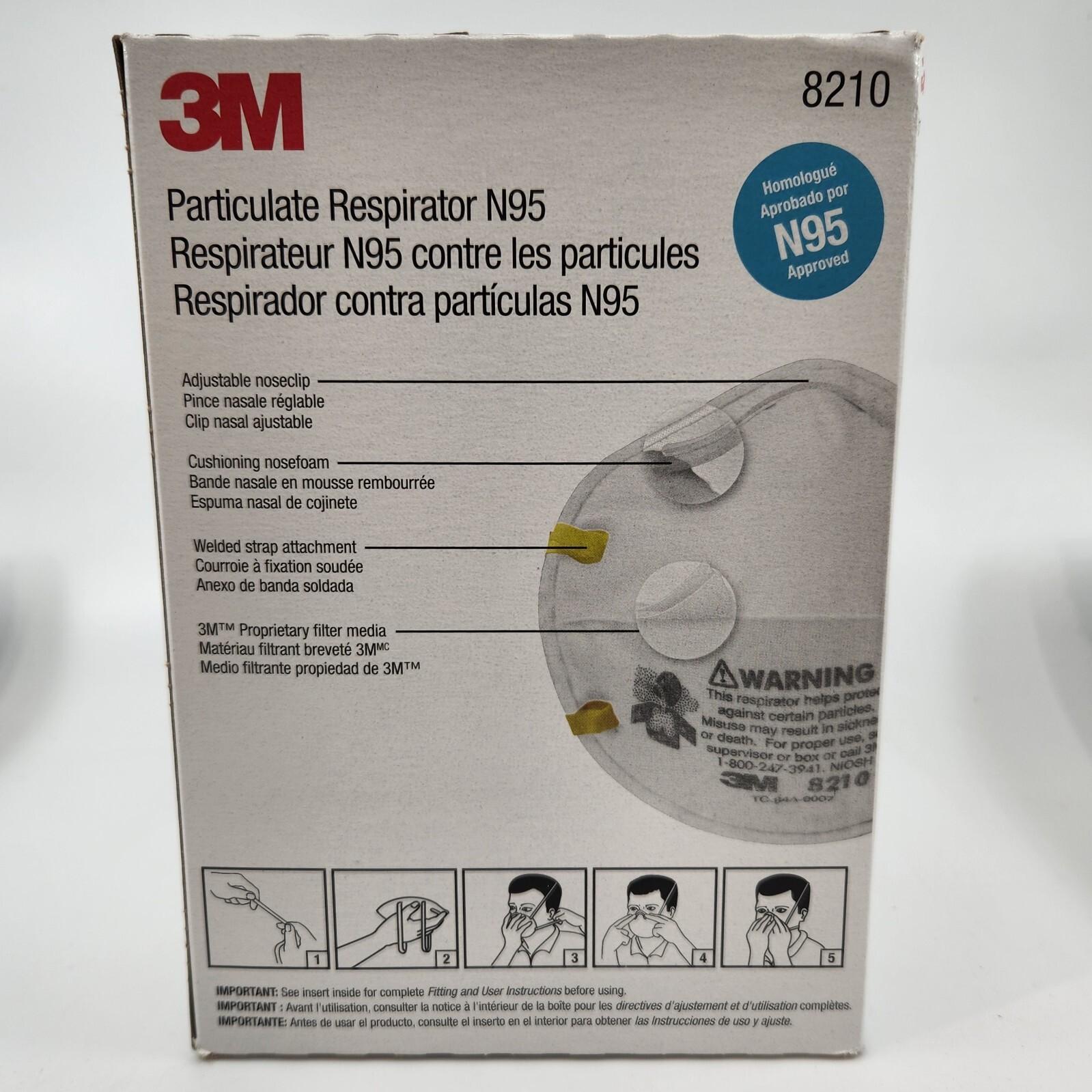 3M 8210 N95 Particulate Respirator NIOSH Approved Face 20 Masks Box EXP. 03/25