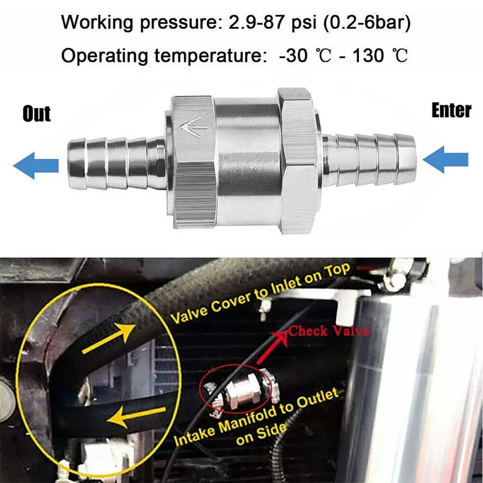 2 Pcs 8mm 5/16″ Fuel Non-Return One Way Check Valve Petrol Diesel Oil Aluminum