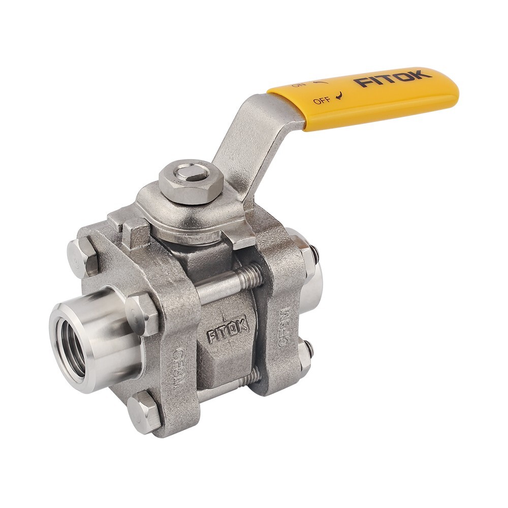 FITOK CF8M Stainless 3-Piece Ball Valve 1/4 x 1/4 FNPT 0.28″ Orifice 2500 psig