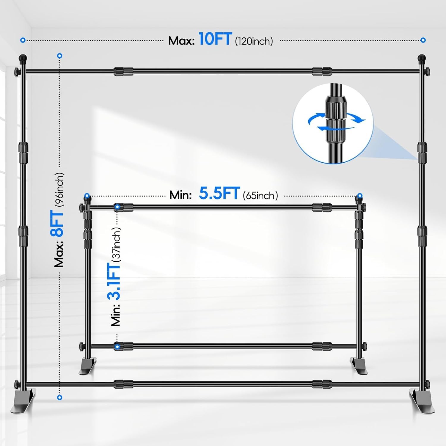Adjustable Photo Backdrop Banner Stand 10x8ft Step and Repeat Background Display