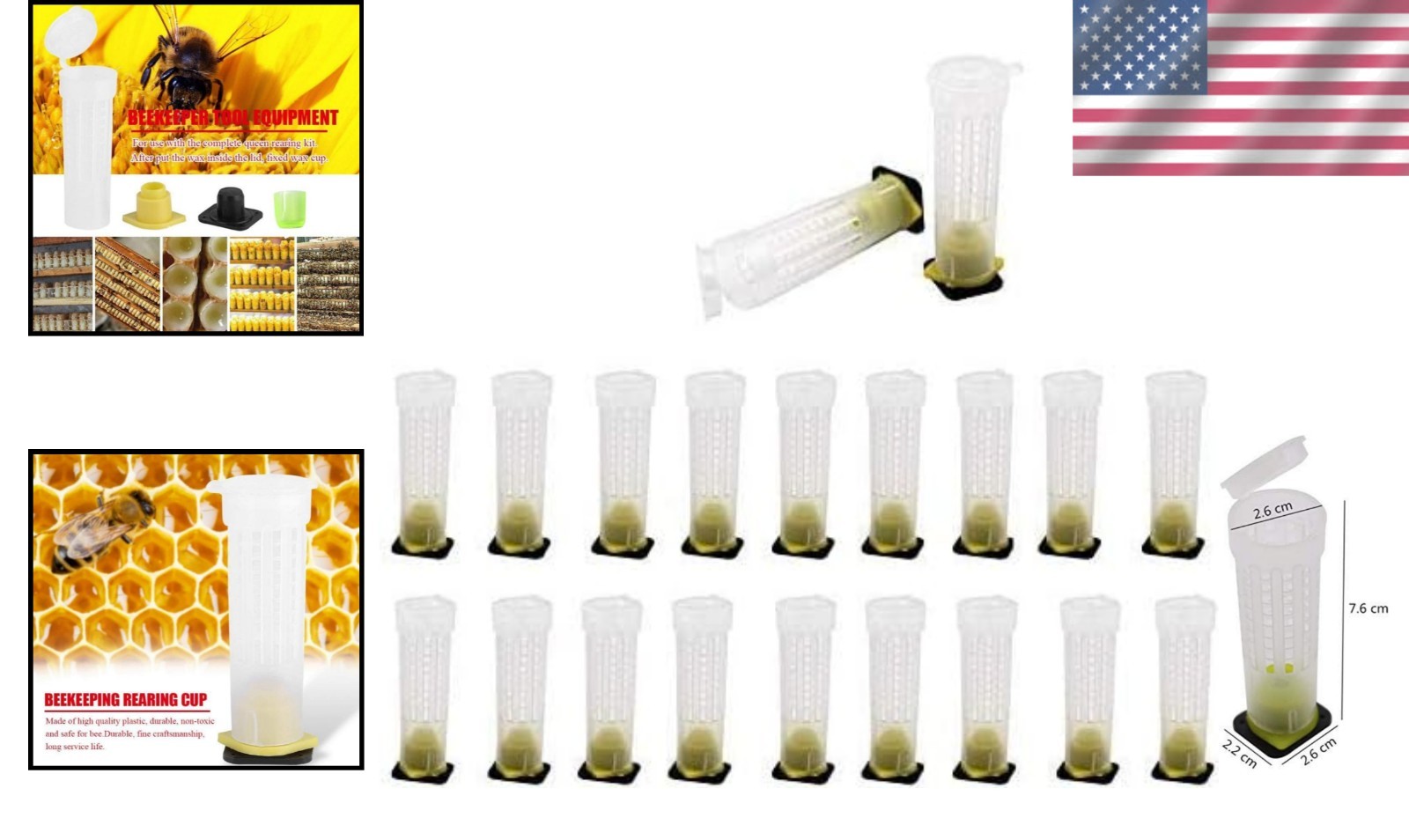 Durable Plastic Queen Bee Roller Cage Kit – 20 Rearing Cups for Beekeepers