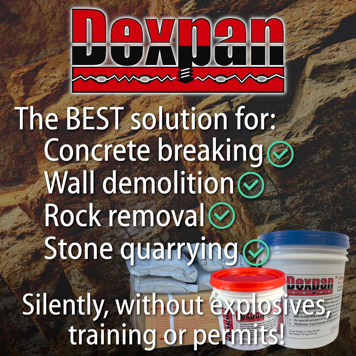 Dexpan Expansive Demolition Grout 11 Lb Bucket Rock Breaking Concrete Cutting