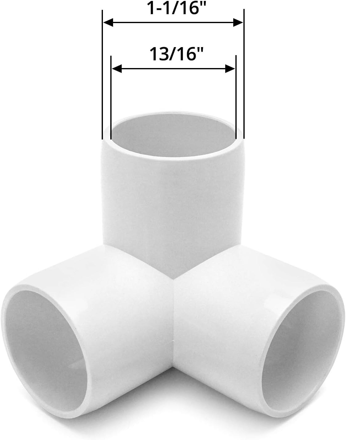 12 Pack 3 Way 1/2in PVC Tee Elbow Furniture Grade Fittings DIY Projects White PK