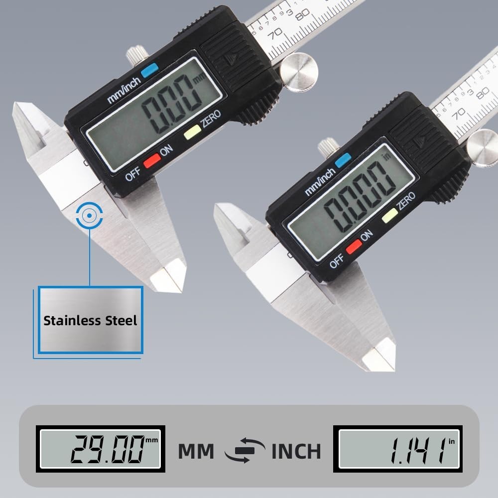 Digital Vernier Caliper Stainless Steel LCD Inch MM Measuring Tool (150mm/6inch)