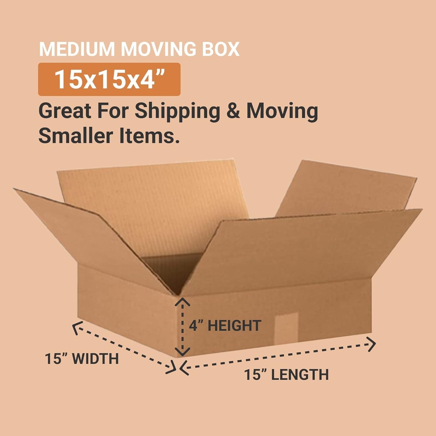 15 x 15 x 4 Shipping Boxes Moving Boxes Corrugated Kraft 25/Bundle 25/Pack