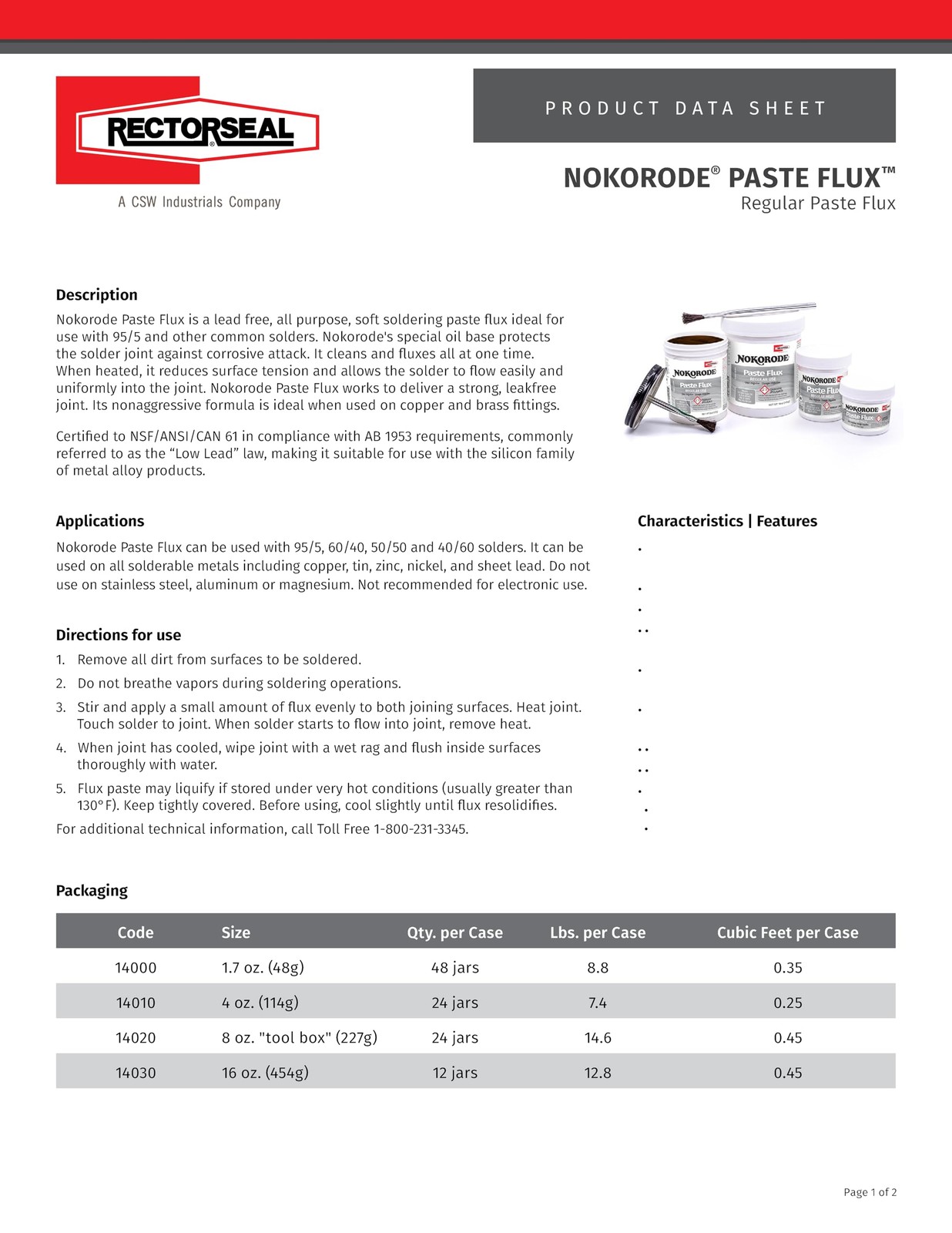 RectorSeal Nokorode 14000 Paste Flux, Cleans and 1.7 Oz, Original Version