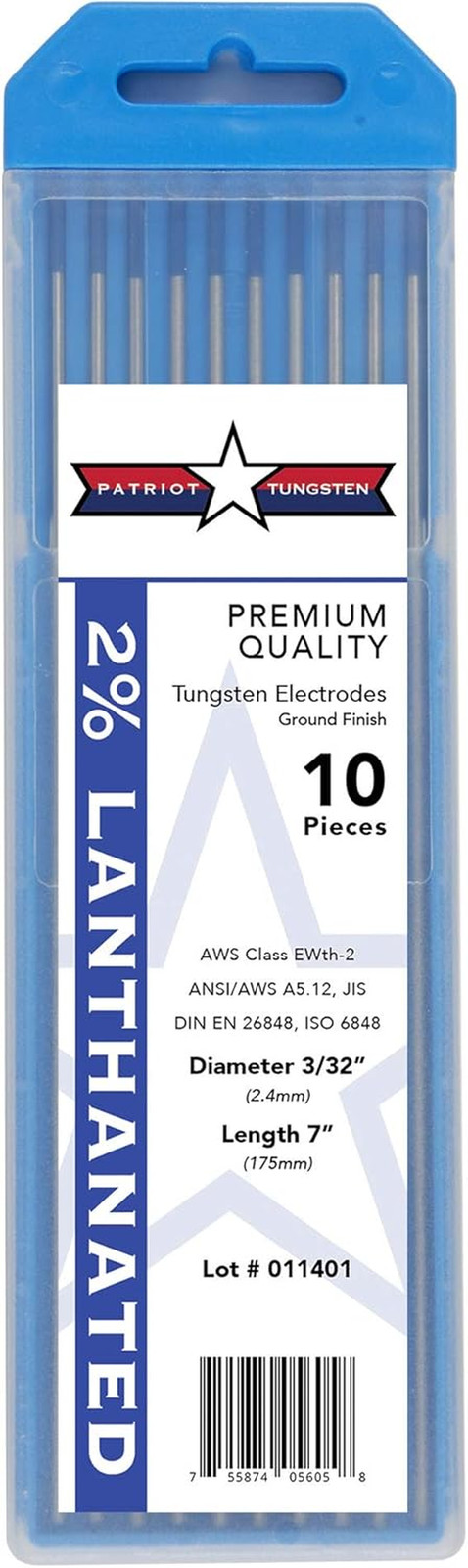 TIG Welding Electrodes 2% Lanthanated WL20 (Ewla-2) Blue 3/32″ 10 Pack