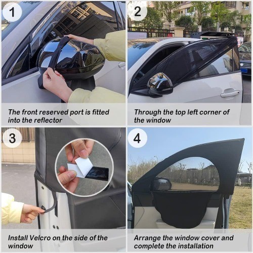 Upgrade Stretchable & Breathable Car Window Shade – Ov Color: Rear window/2pcs