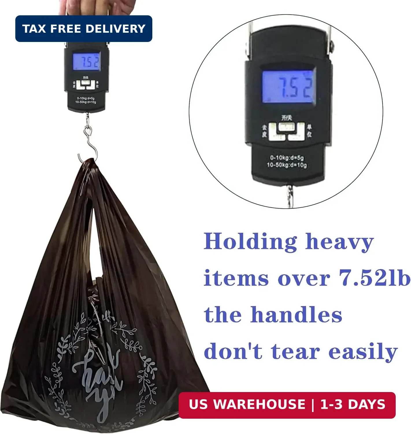 TOSPARTY 100PCS Black Thank You T-Shirt Bags Plastic Bulk Shopping Restaurant Ba