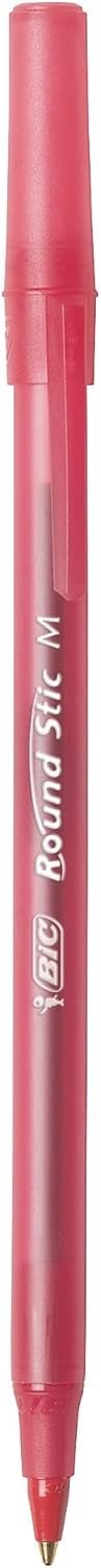 10-Count BIC Round Stic Xtra Life Red Ballpoint Pens, Medium Point (1.0mm)