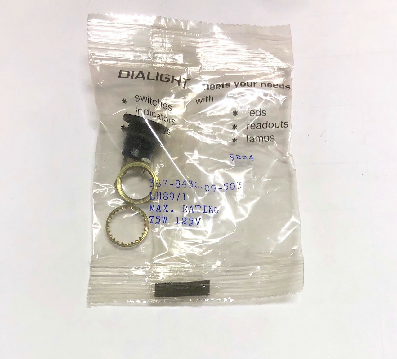 367-8430-09-503 DIALIGHT Panel Mount Lamp Socket NEW!