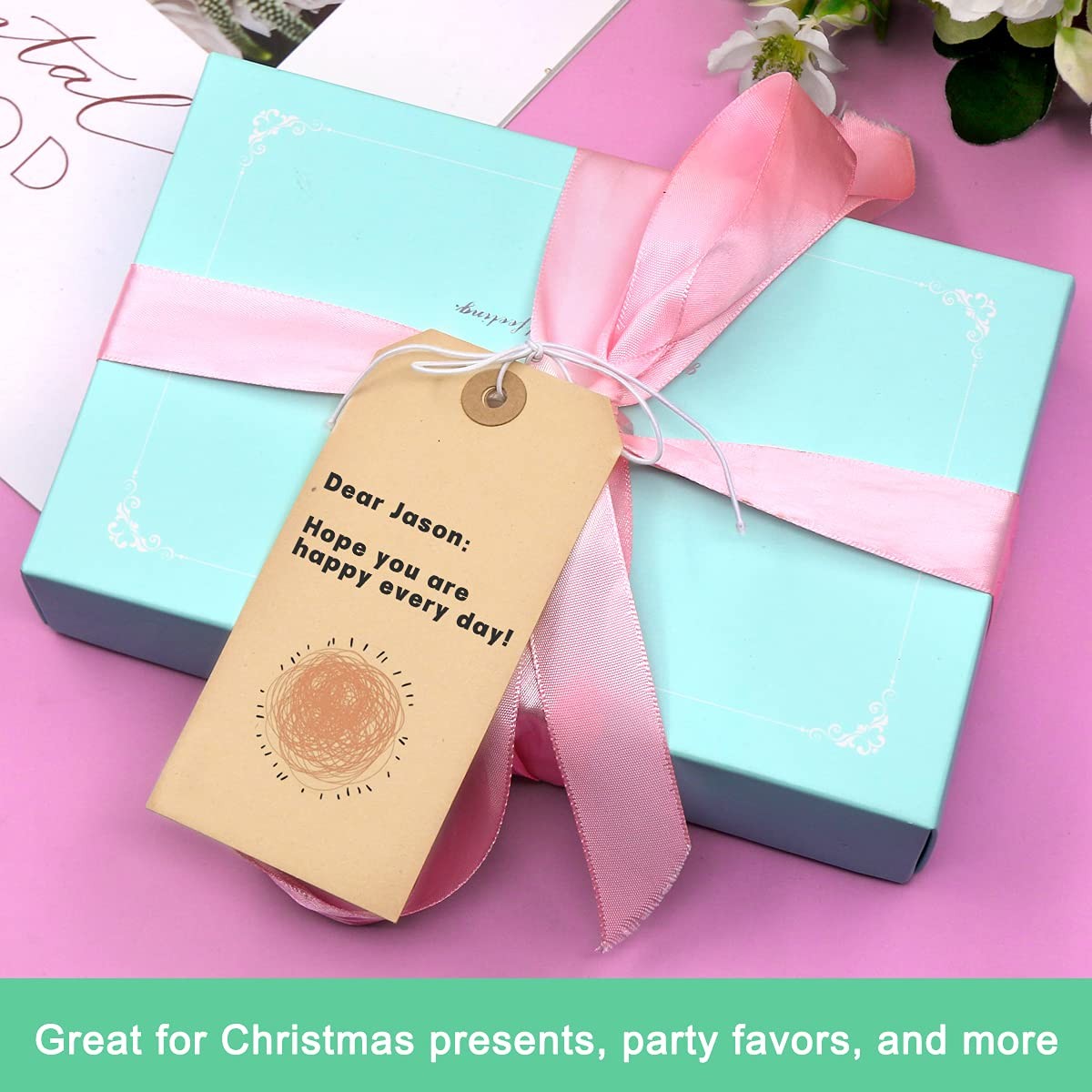 Manila Shipping Tags with Elastic String 60 Pcs Blank Strung Cardstock Paper…