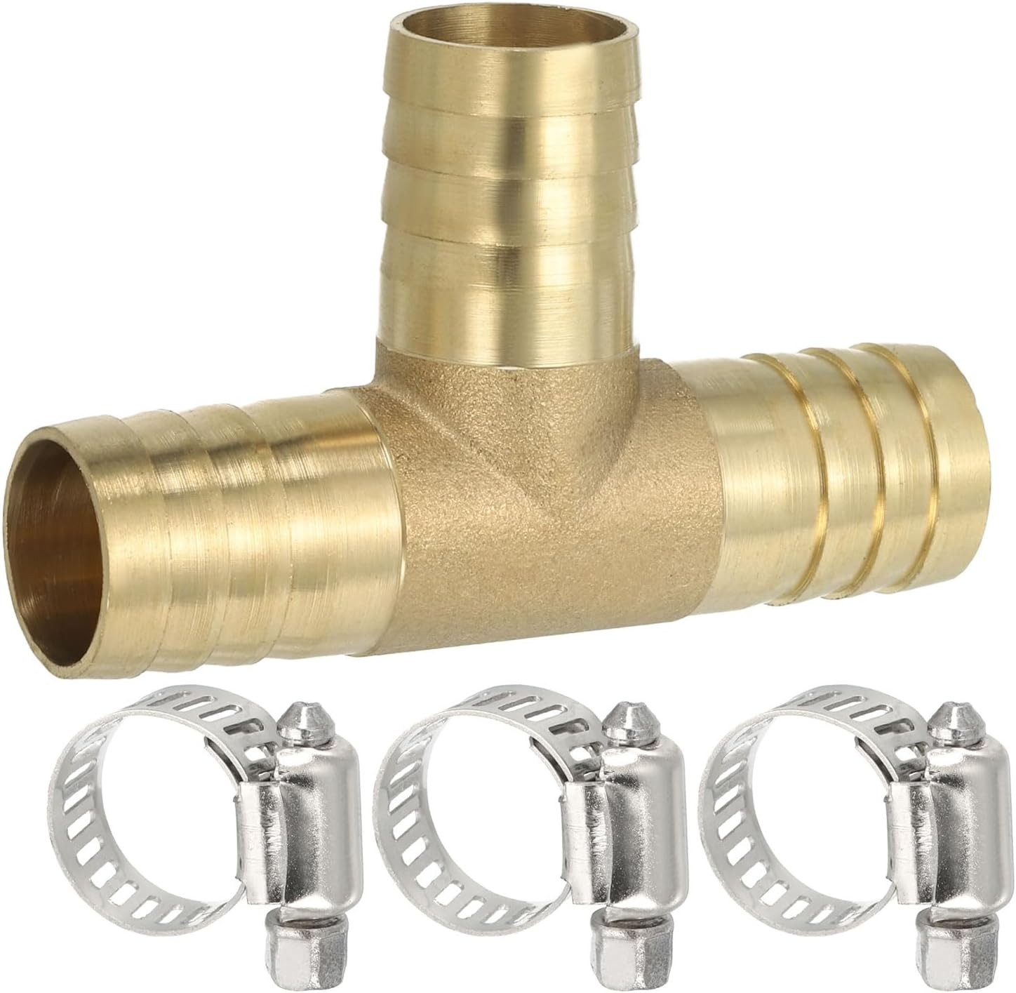 PATIKIL 5/8″ Brass Tee Hose Barb Fitting, 3 Ways Union Intersection T Shape Barb