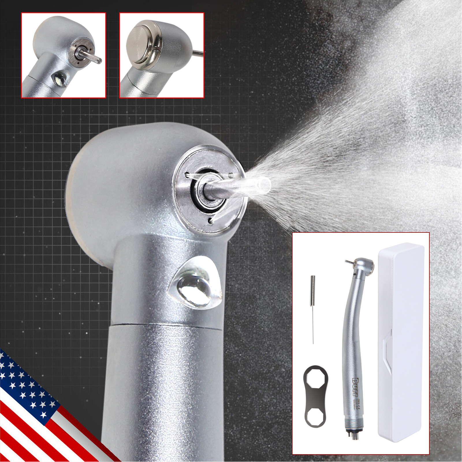 NSK Style Dental Fiber Optic LED E-generator High Speed Handpiece Turbine 4 HOLE