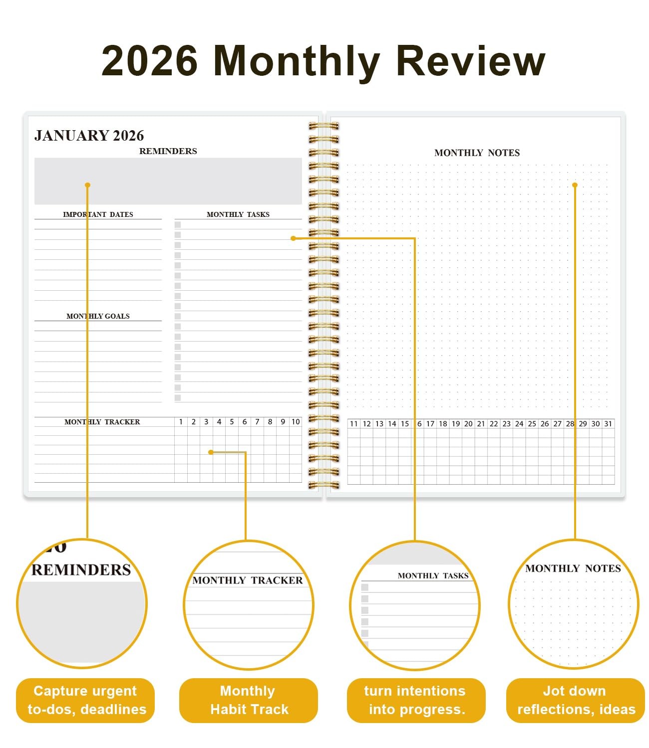 Monthly Planner 2026 – Monthly Calendar from January 2026 to December 2026, 2…