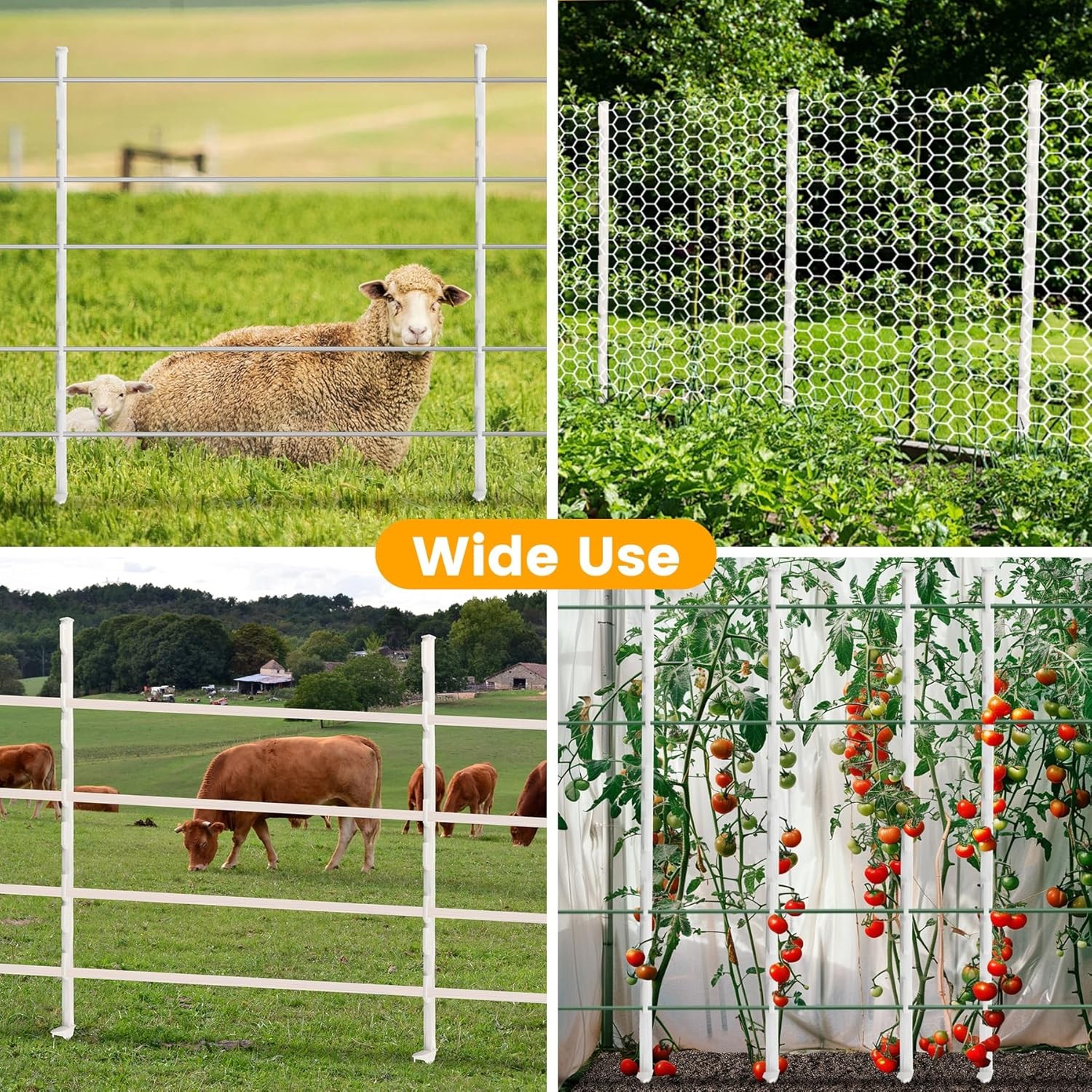 25 Pack Electric Fence Posts, 48 inch Step in Fence Post, Temporary Plastic F…