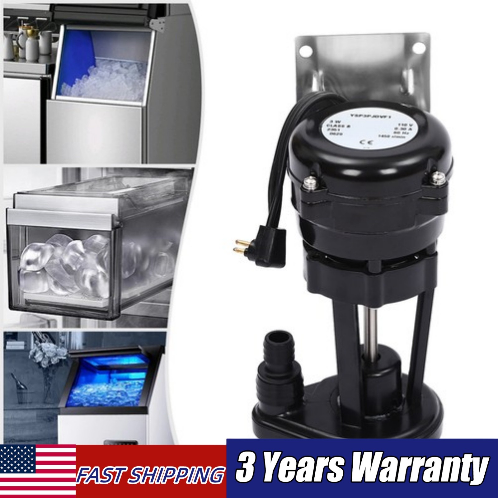 110V Ice Machine Water Pump Replacement For YSP3PJDVF1 Ice Maker 1450RPM USA